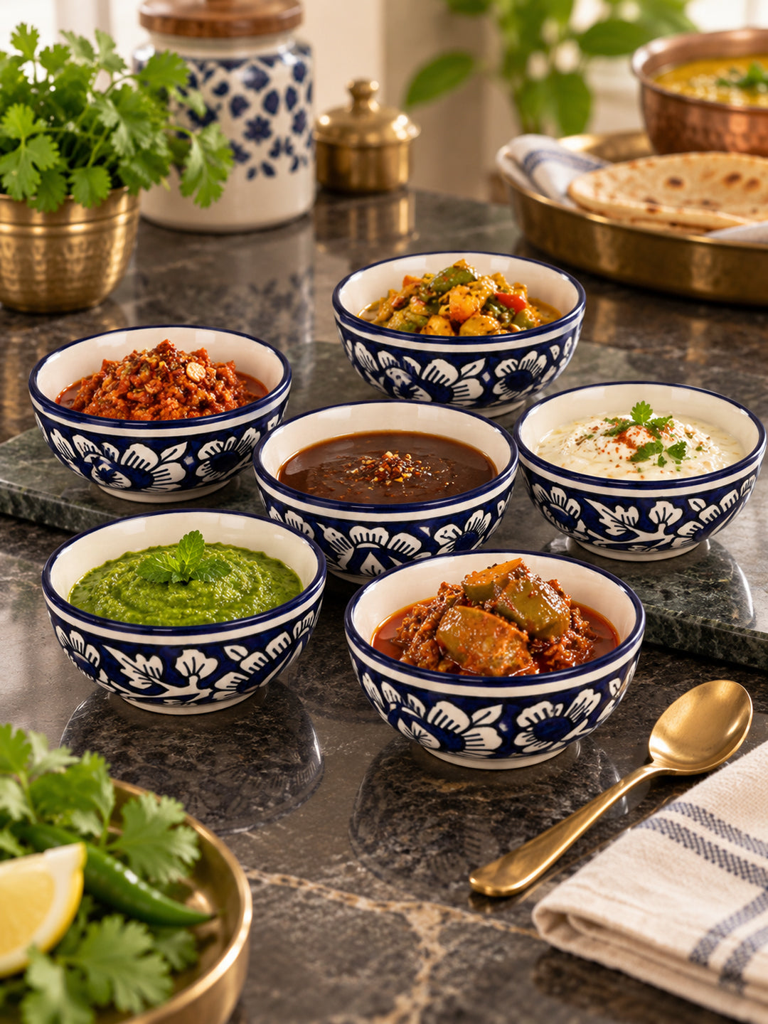 Dinner Bowls Set of 6 | Blue |220 ml