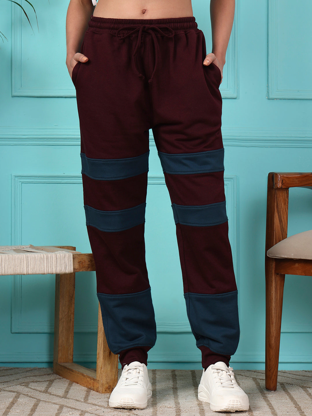 Colourblocked Wrinkle Free Zip Trousers