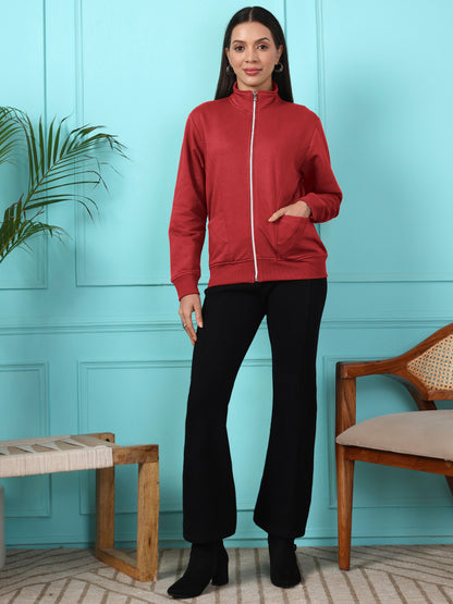 Stand-Collar Jacket with Front Pockets