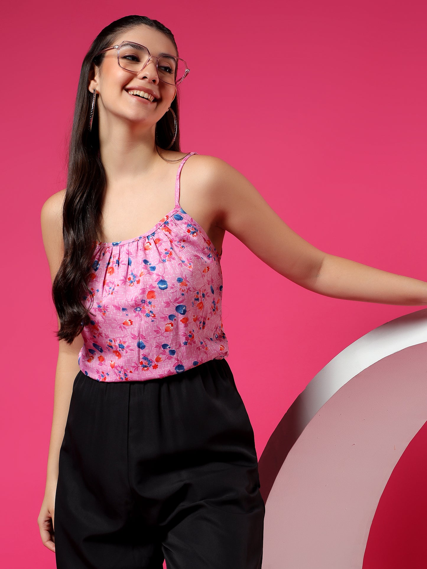 Printed Shoulder Straps Sleeveless Jumpsuit