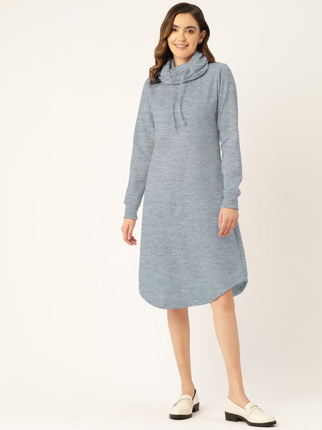 Cowl Neck Midi Jumper Dress