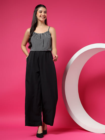Printed Shoulder Straps Sleeveless Jumpsuit