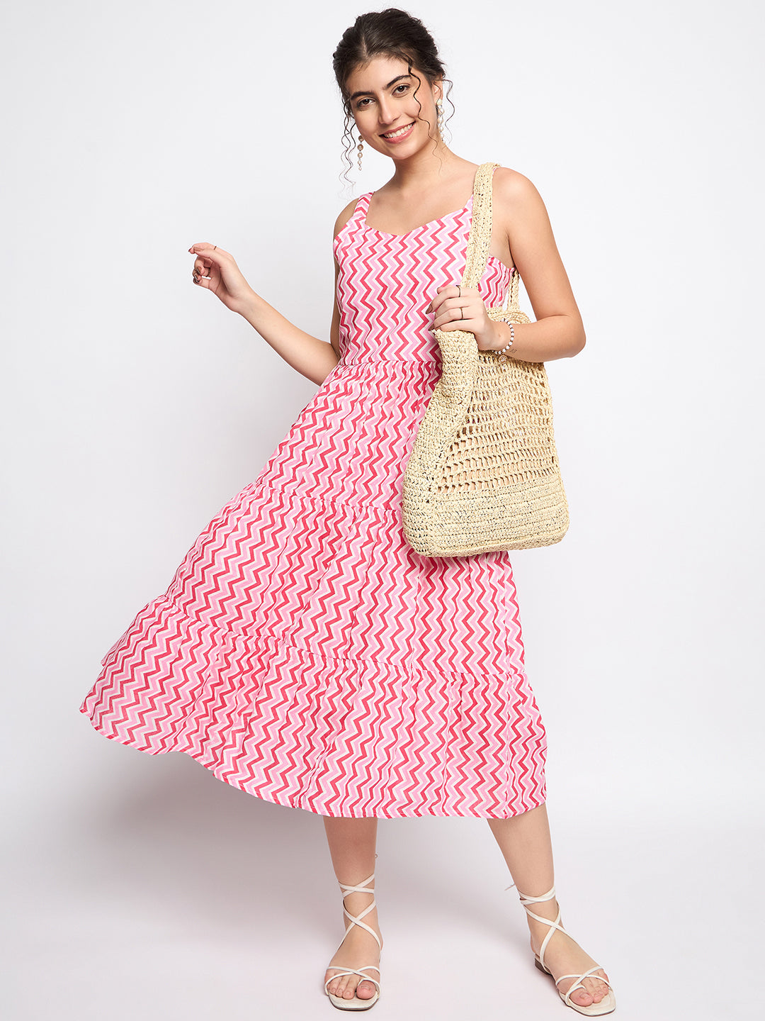 Tiered Fit & Flare Midi Dress