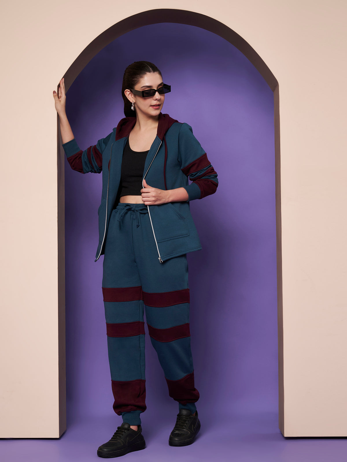 Colourblocked Hooded Sweatshirt & Joggers Co-Ords