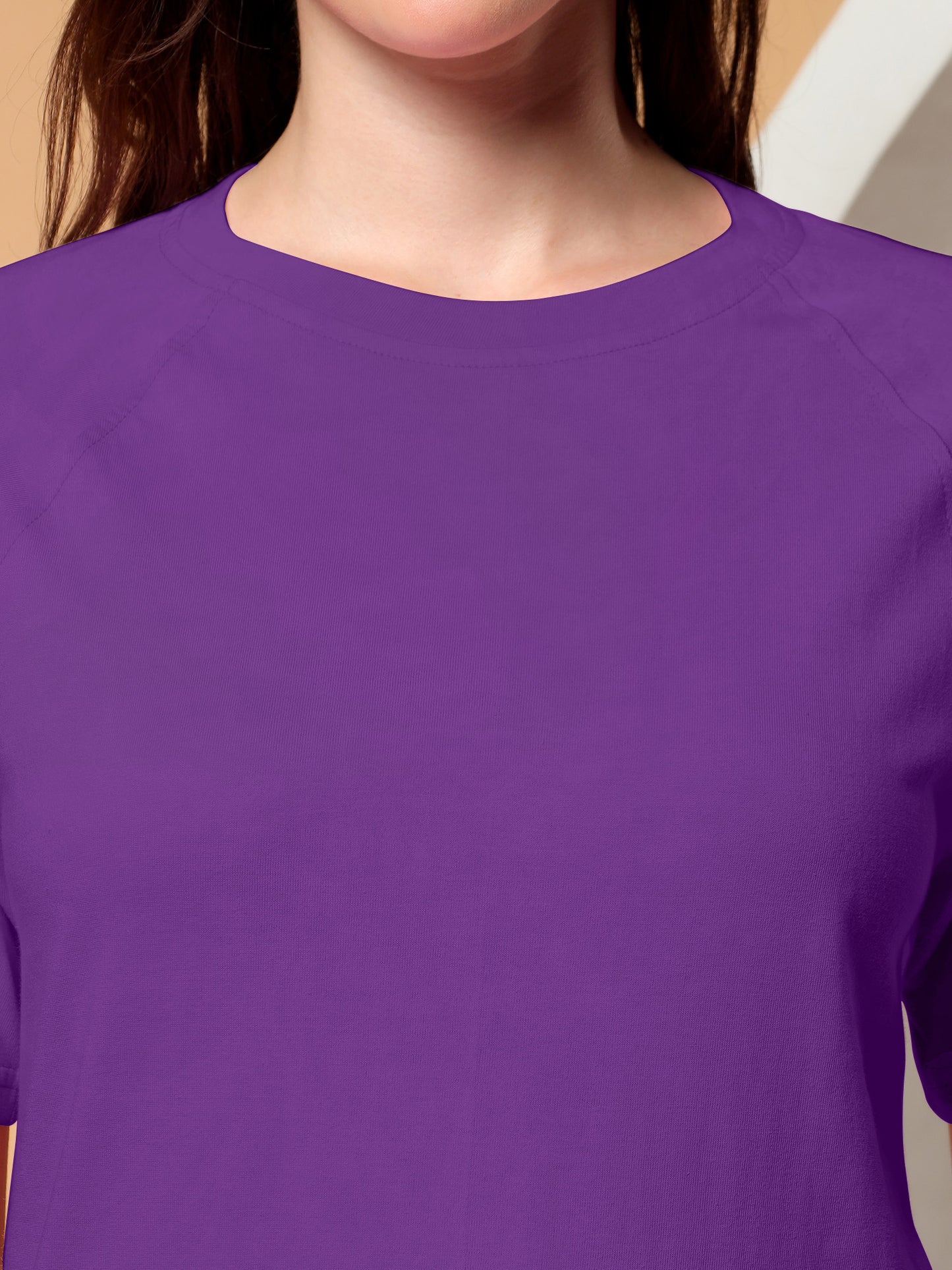 BRINNS Women Solid Raglan Sleeves Round Neck Cotton T-shirt