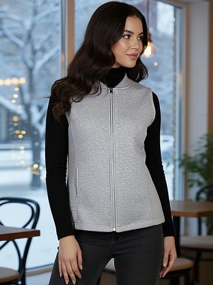 Henley Collar Sleeveless Fleece Zip Detail Tailored Jacket