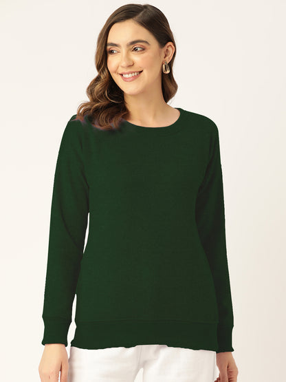 Solid Fleece Pullover Sweatshirt with Pockets