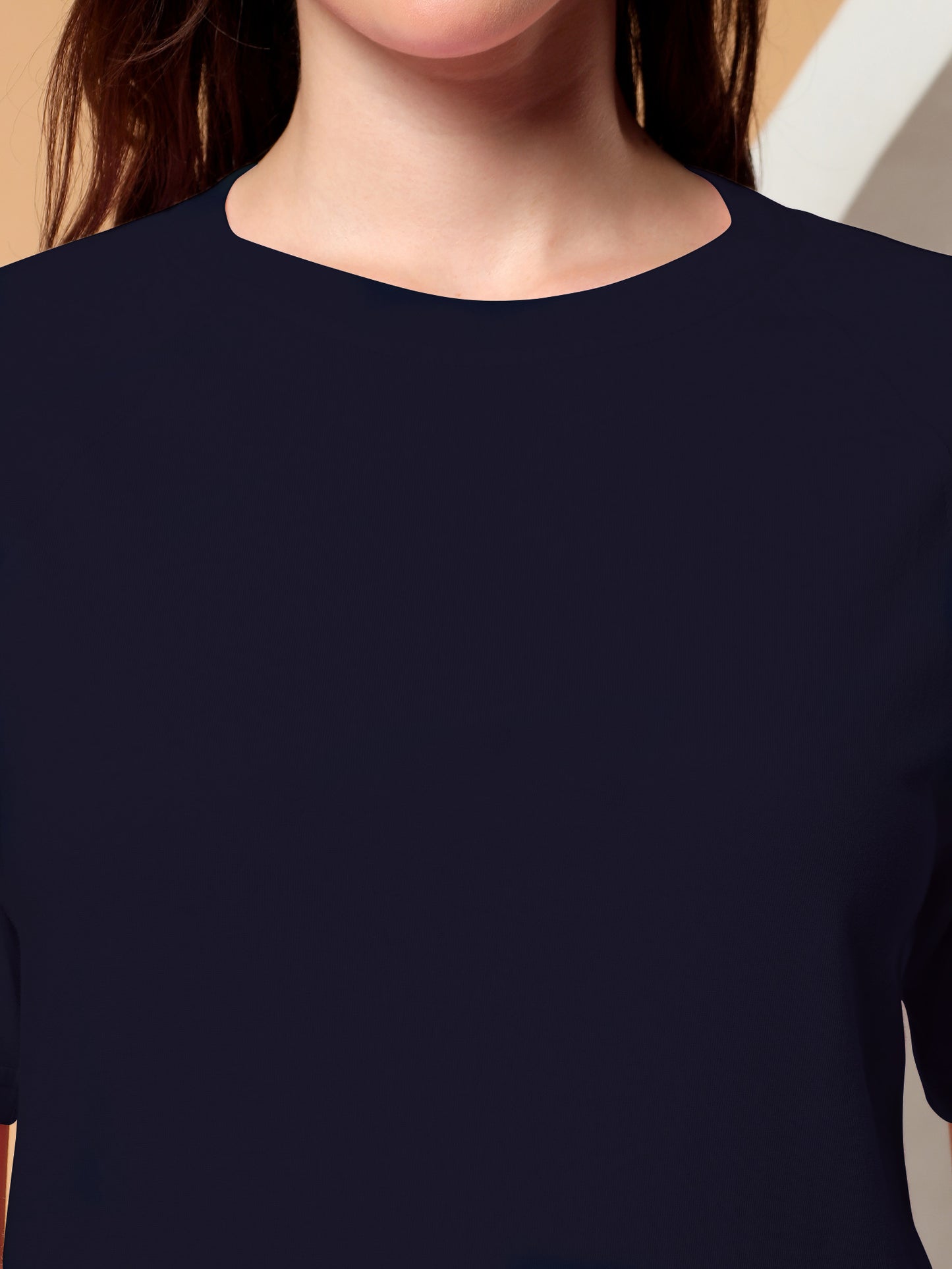 BRINNS Women Solid Raglan Sleeves Round Neck Cotton T-shirt