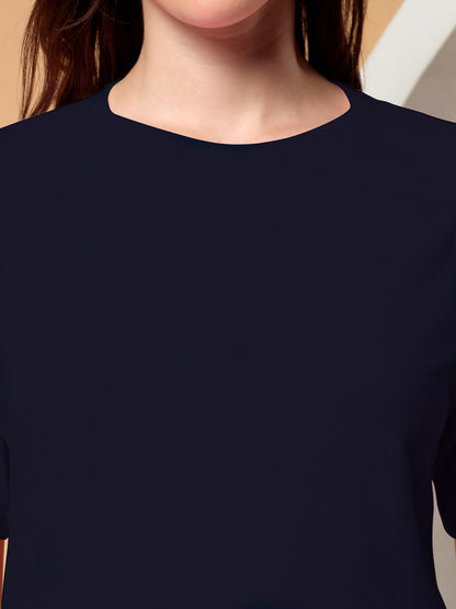 BRINNS Women Solid Raglan Sleeves Round Neck Cotton T-shirt