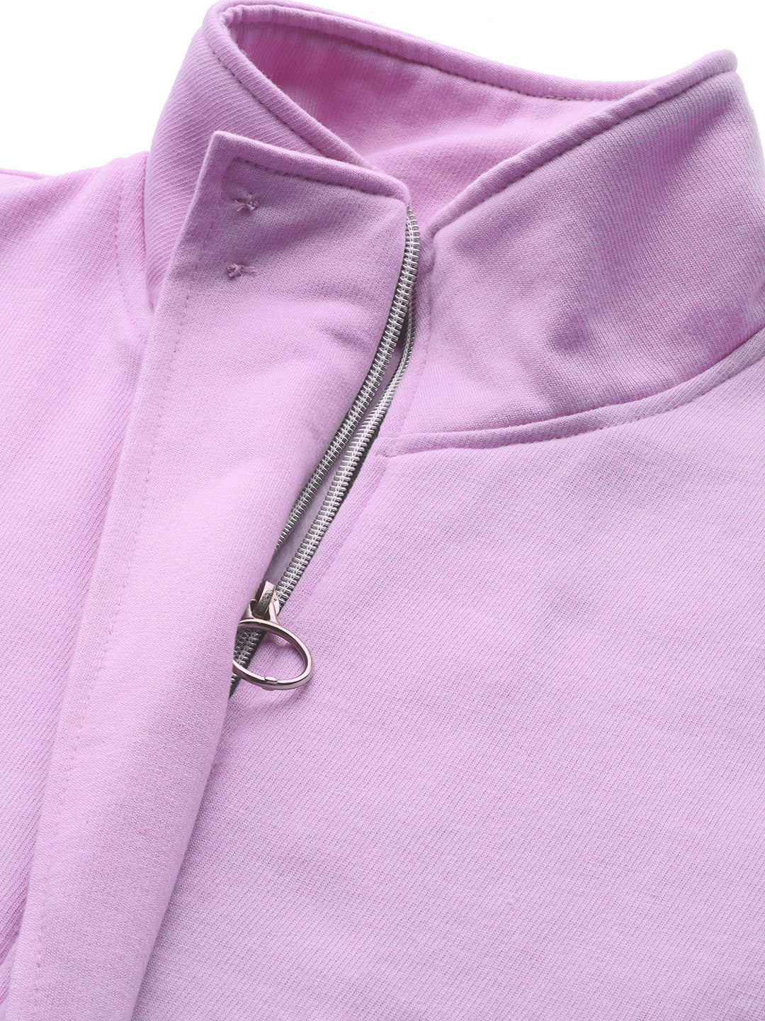 Mock Collar Fleece Front-Open Sweatshirt