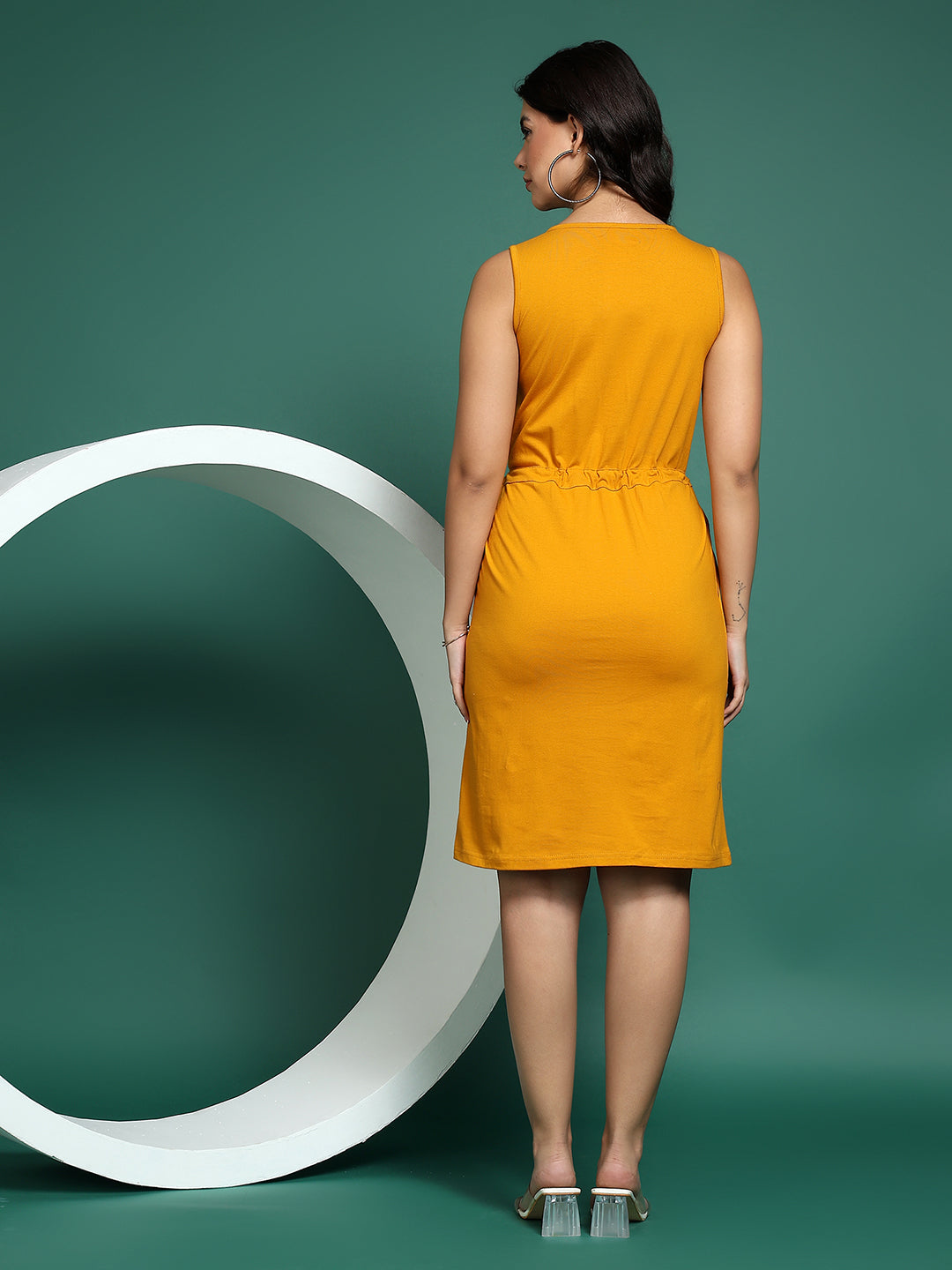 Tie-Up Detail Cotton Shift Dress
