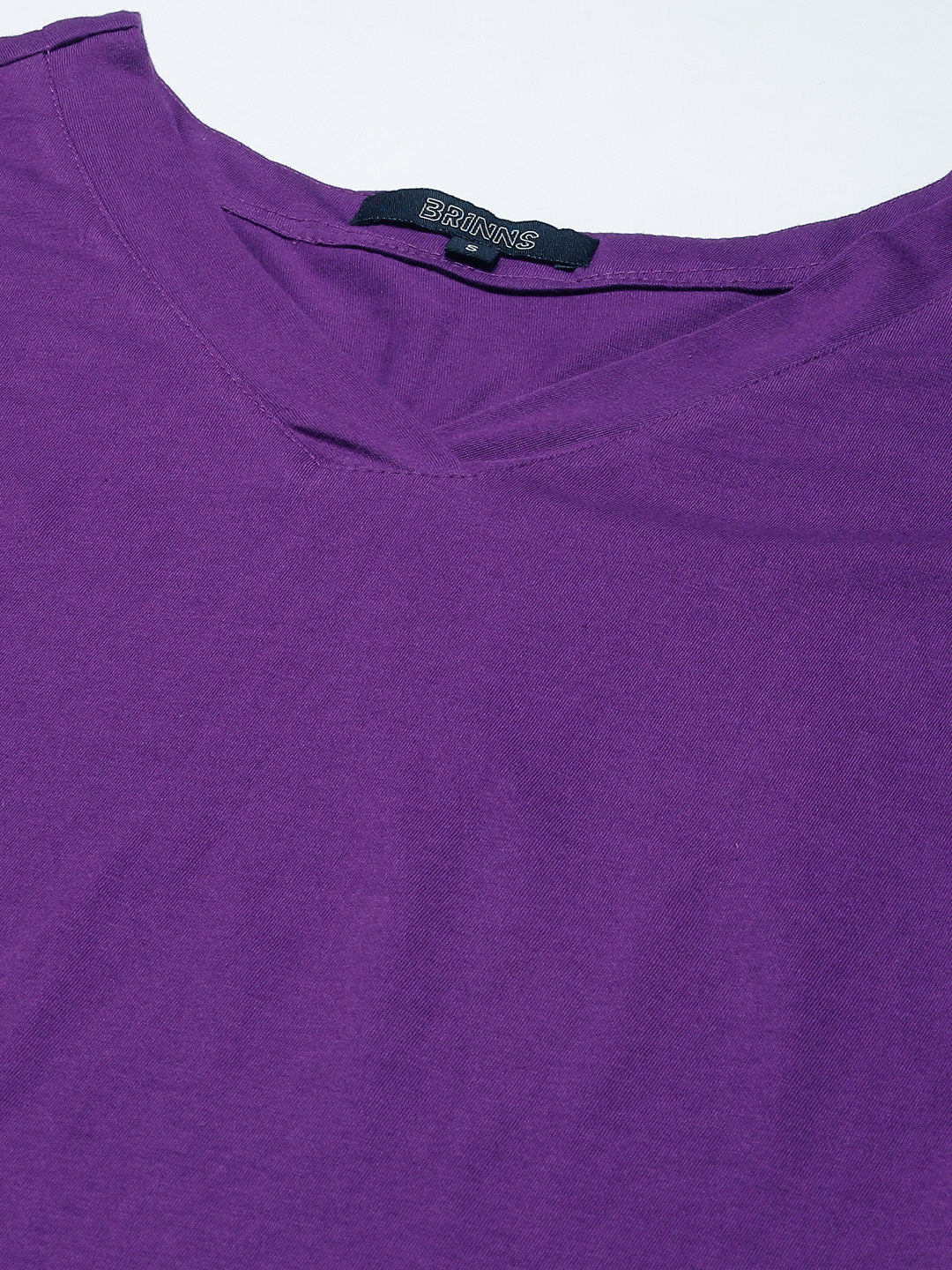 BRINNS Women Solid V-Neck Pure Cotton T-shirt