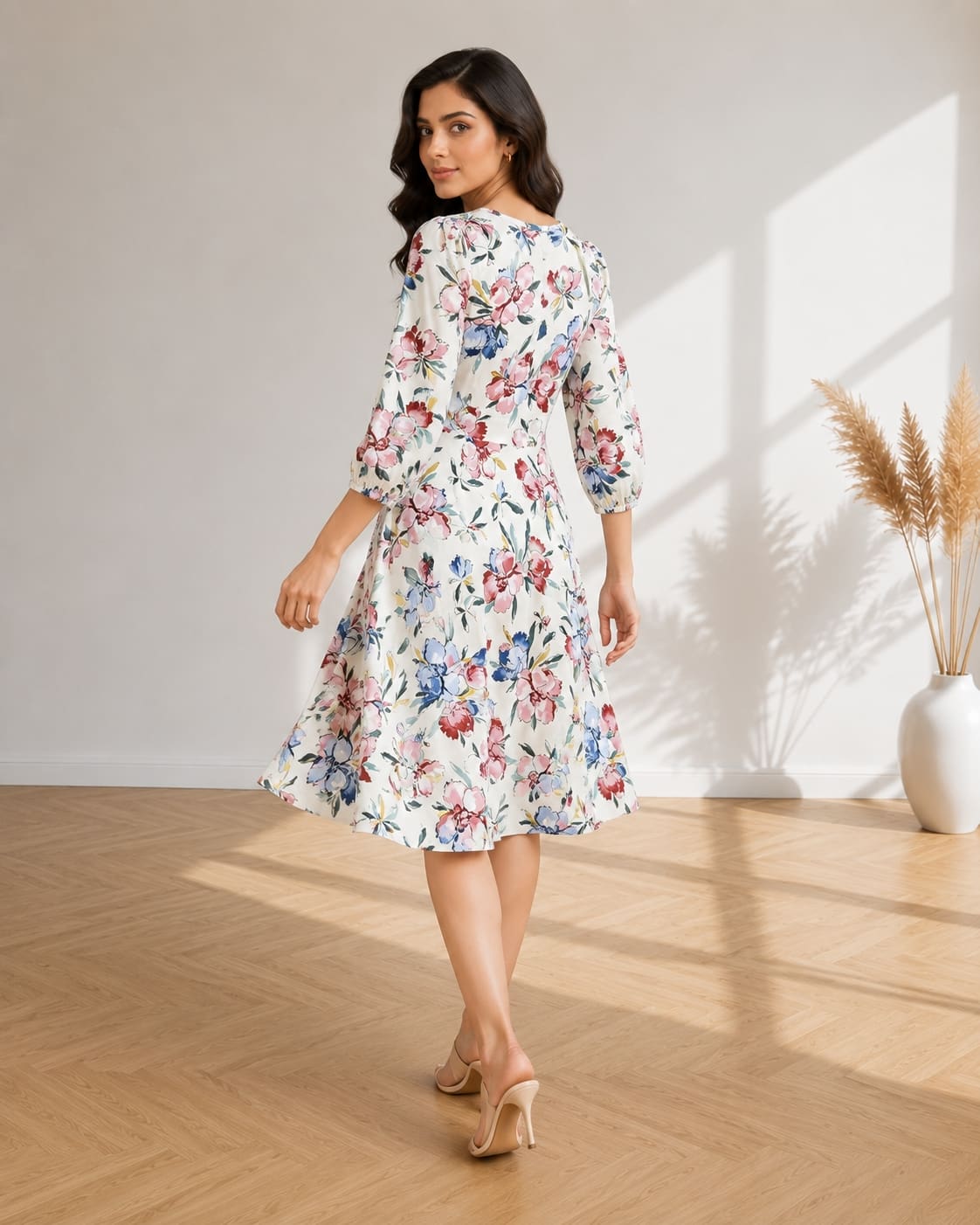 Printed Flared Western Dress.