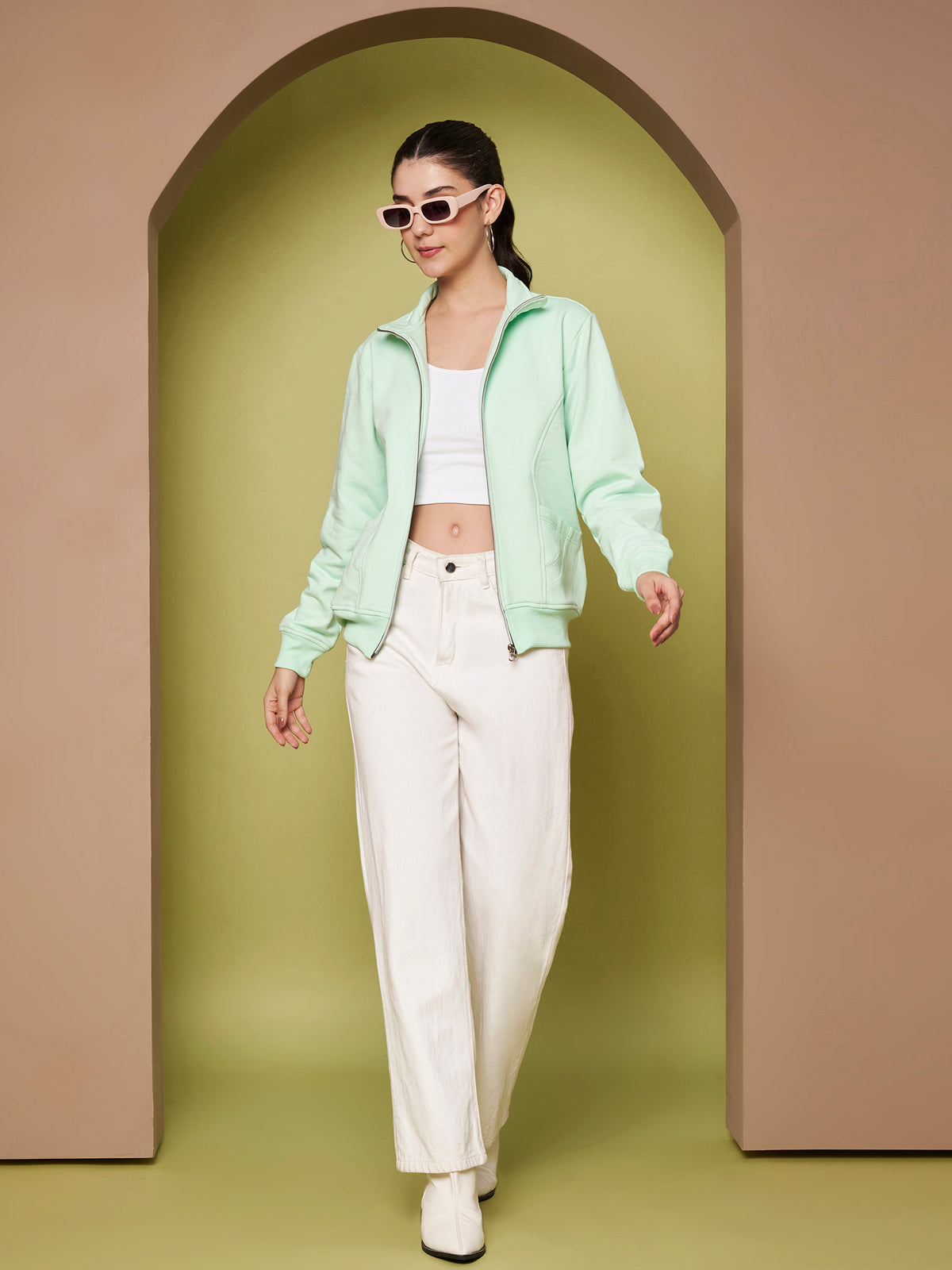 Stand-Collar Jacket with Front Pockets