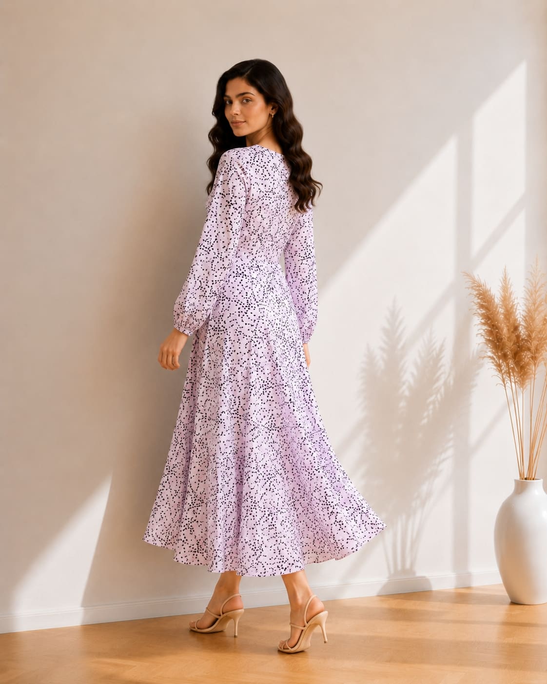 Printed Flared Western Dress.