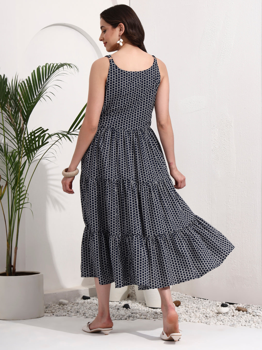 Tiered Fit & Flare Midi Dress