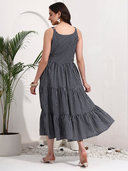 Tiered Fit & Flare Midi Dress