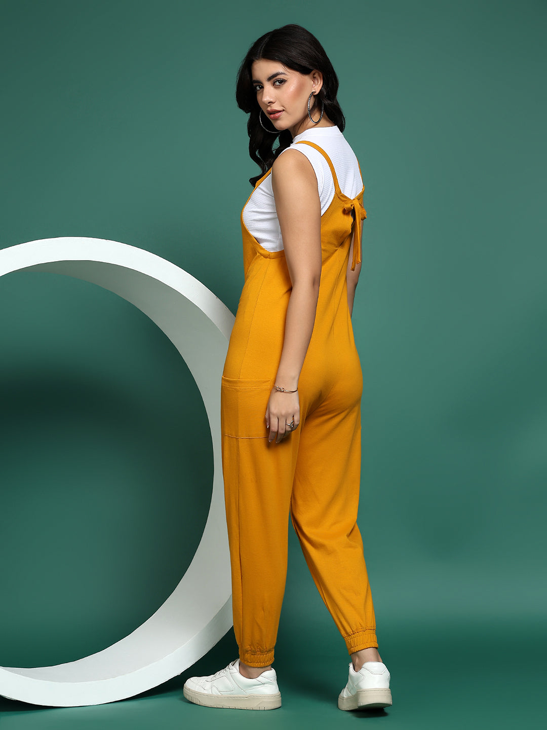 Shoulder Straps Pure Cotton Basic Jumpsuit