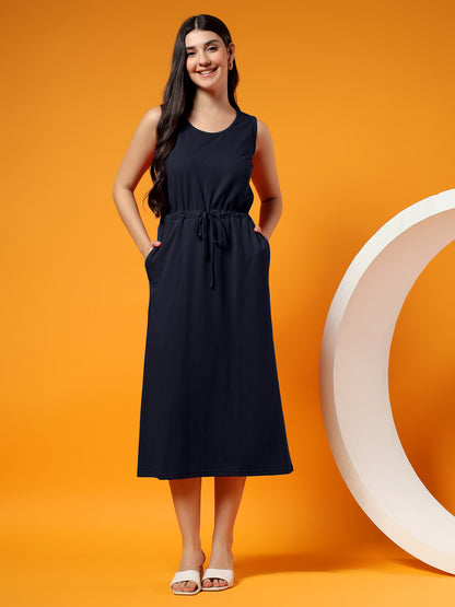 Belted Cotton Fit & Flare Midi Dress