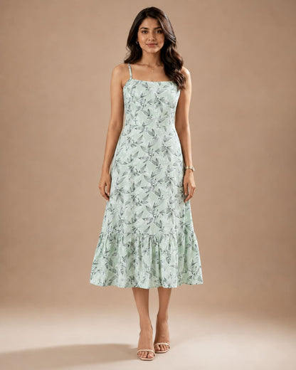 Printed Sleeveless Midi Dress