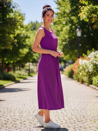 Belted Cotton Fit & Flare Midi Dress