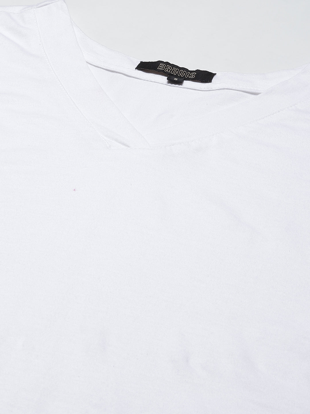 BRINNS Women Solid V-Neck Pure Cotton T-shirt