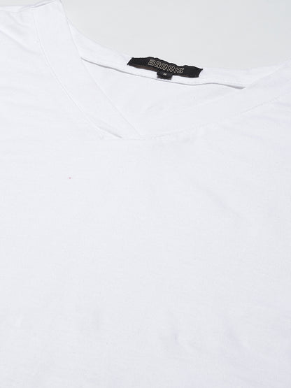 BRINNS Women Solid V-Neck Pure Cotton T-shirt