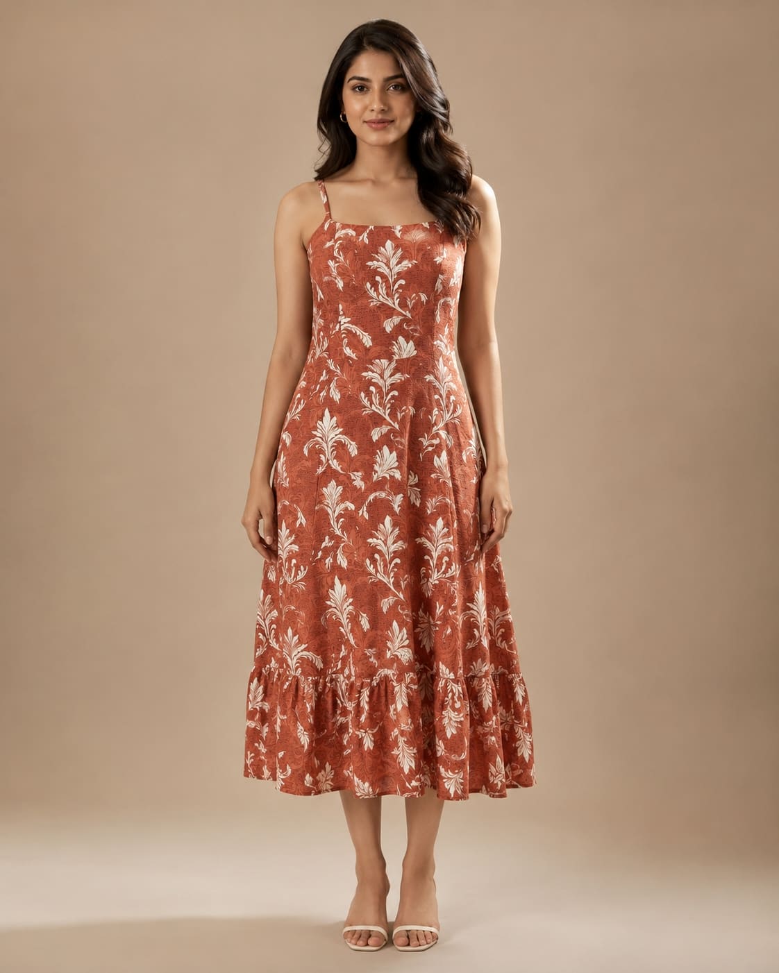 Printed Sleeveless Midi Dress