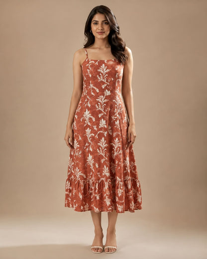 Printed Sleeveless Midi Dress