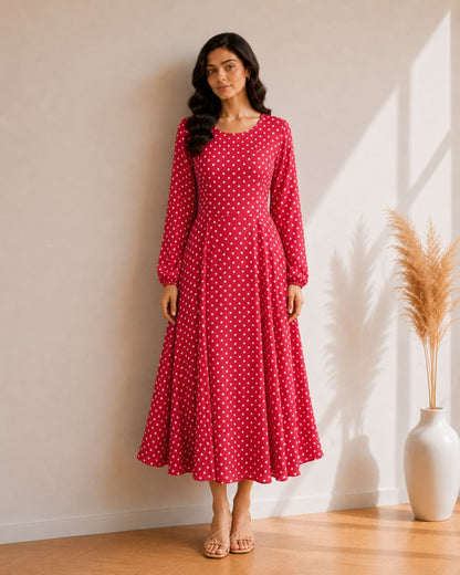 Printed Flared Western Dress.
