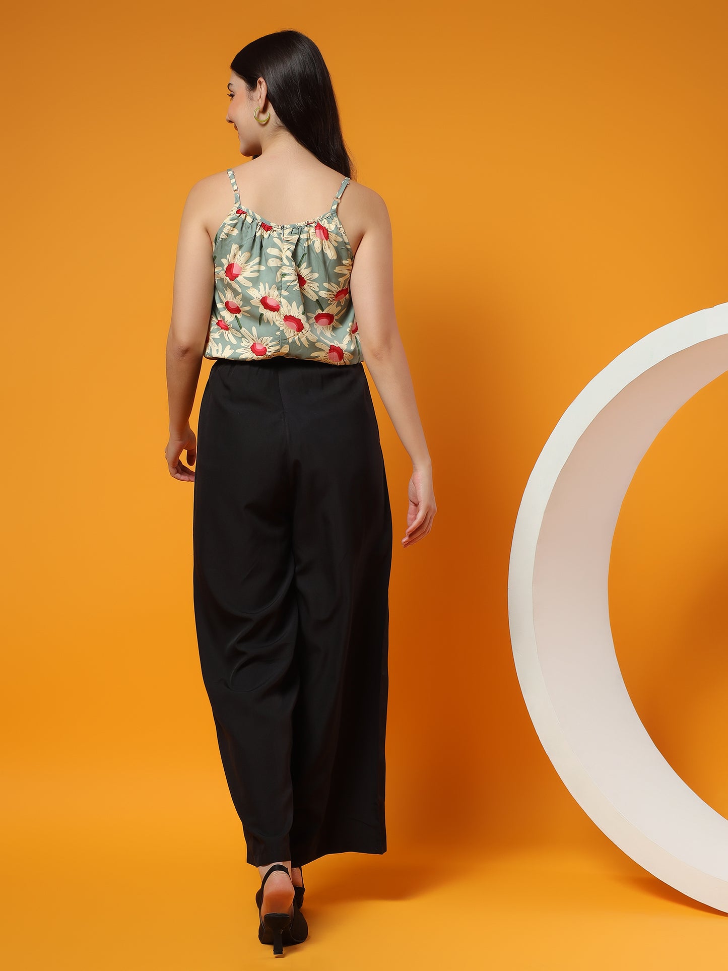 Printed Shoulder Straps Sleeveless Jumpsuit