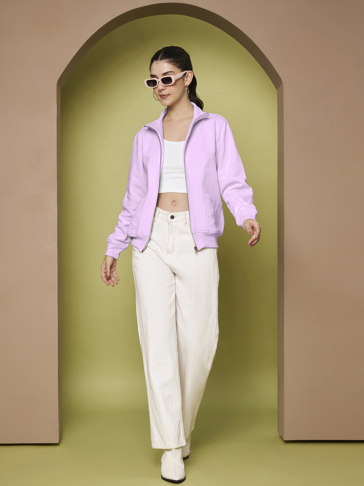 Stand-Collar Jacket with Front Pockets