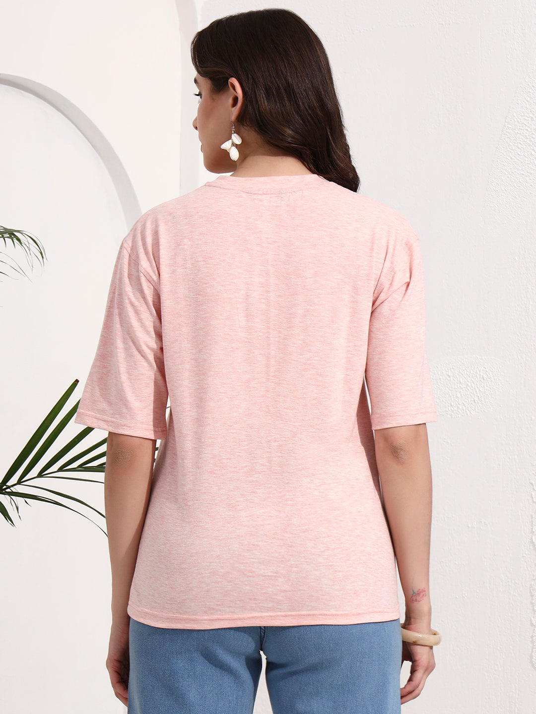 BRINNS Women Solid Round Neck Cotton T-shirt