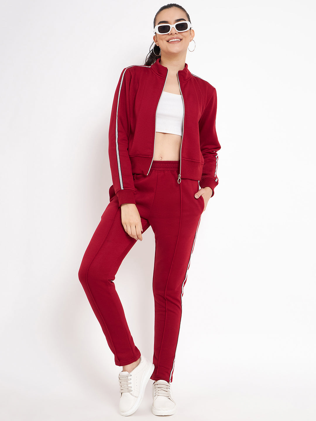 Women Mid-Rise Knitted Sports Track Pant with Pockets