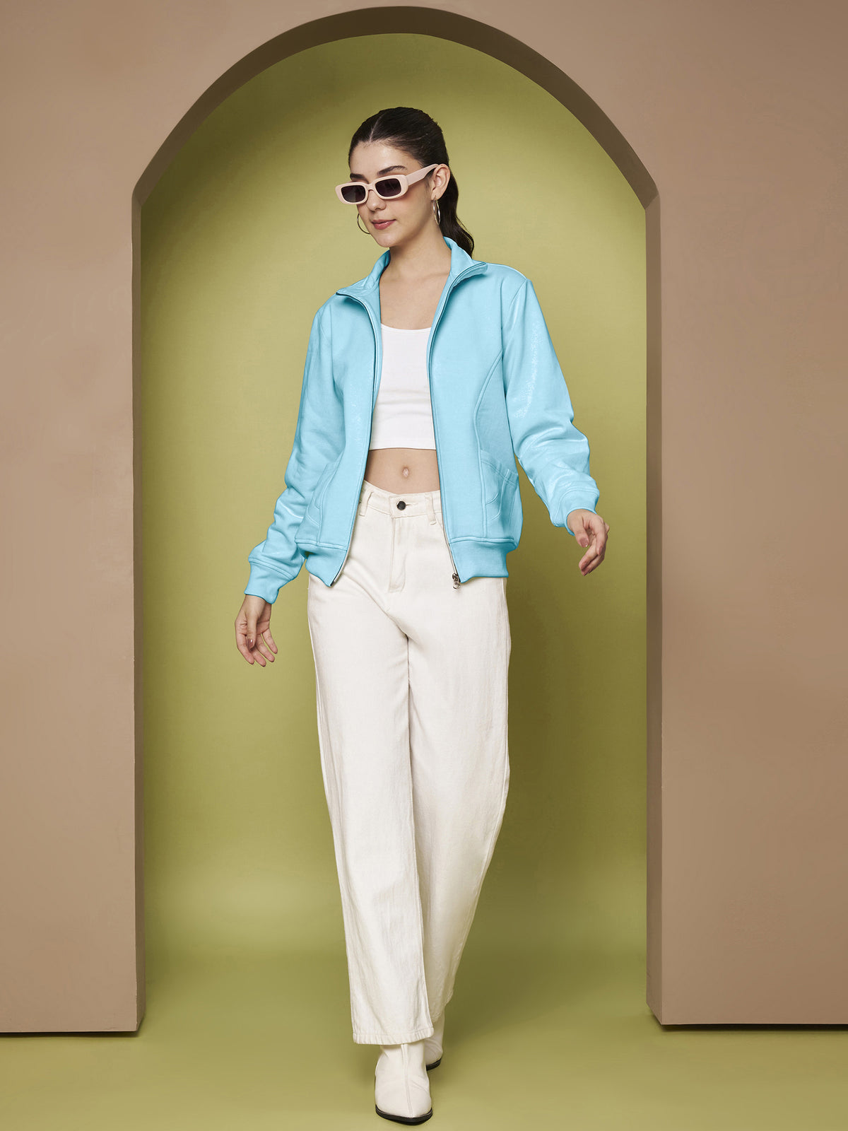 Stand-Collar Jacket with Front Pockets