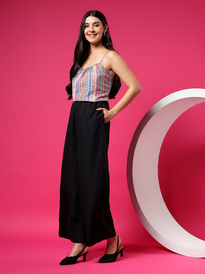 Printed Shoulder Straps Sleeveless Jumpsuit