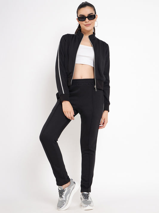 Women Mid-Rise Knitted Sports Track Pant with Pockets