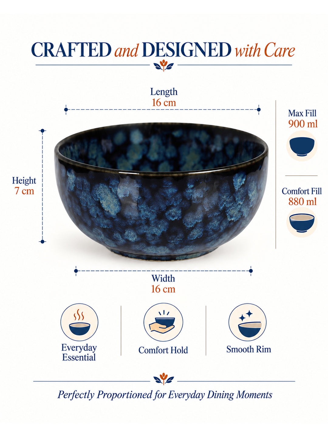 Dinner Serving Bowls | 900 ml