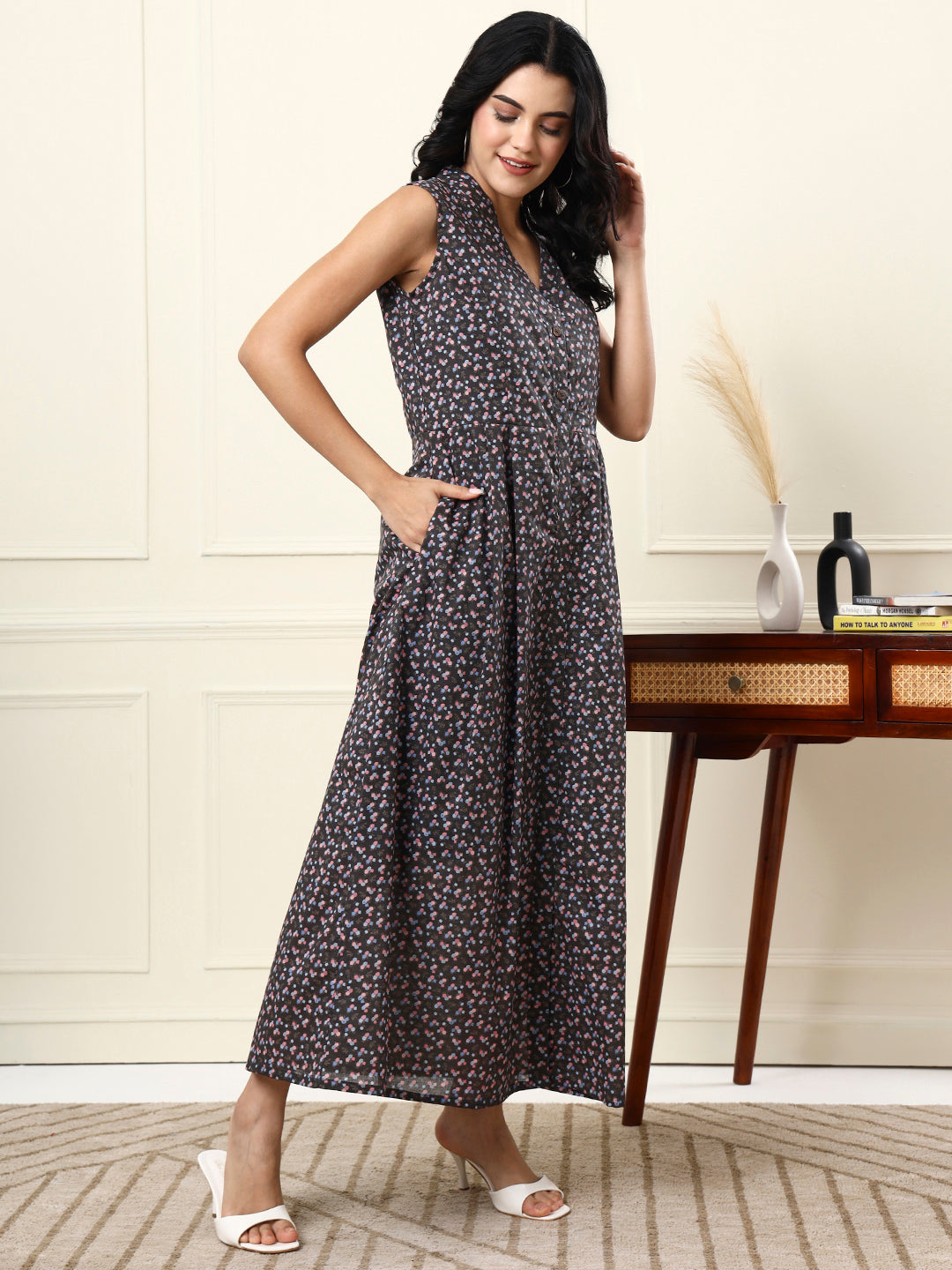 Cotton A-Line Maxi Dress