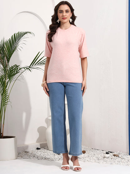 BRINNS Women Solid Round Neck Cotton T-shirt