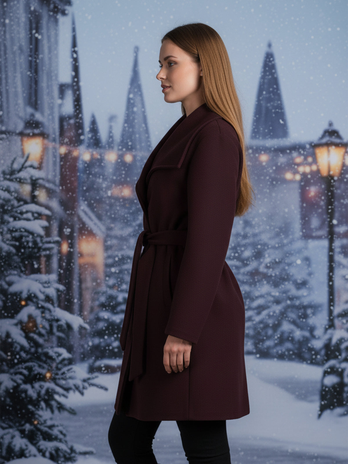 Shawl Collar Tie-Ups Winter Longline Overcoat