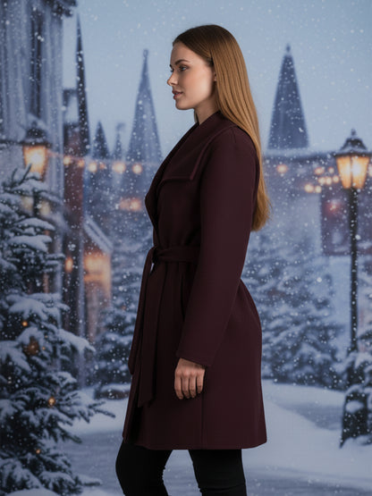 Shawl Collar Tie-Ups Winter Longline Overcoat