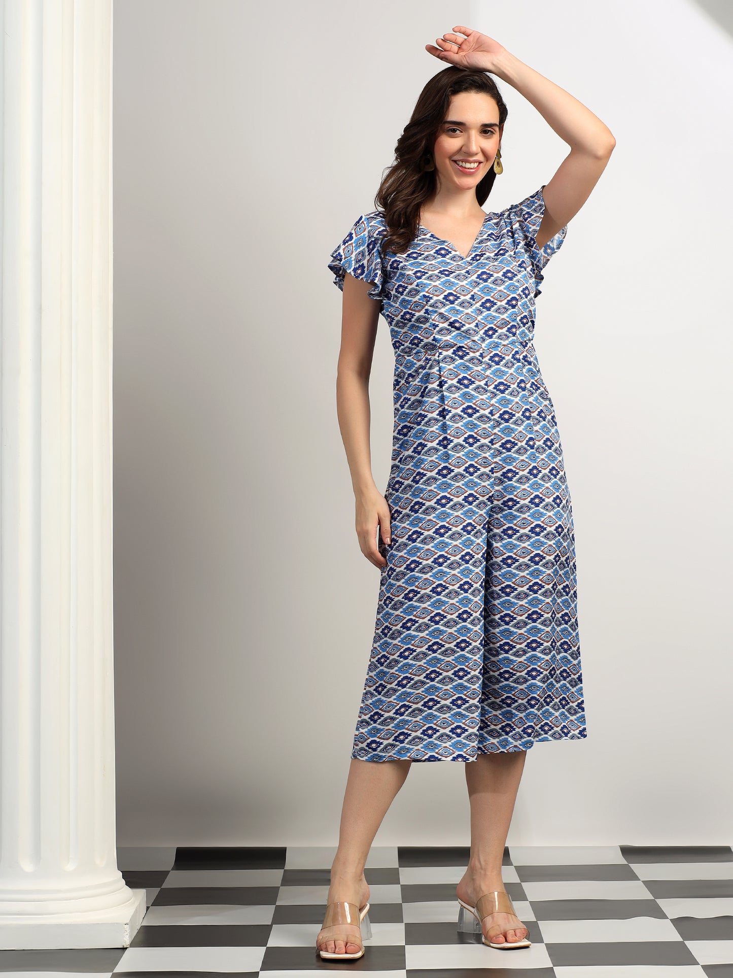 BRINNS Women Printed Short Sleeve Capri Jumpsuit