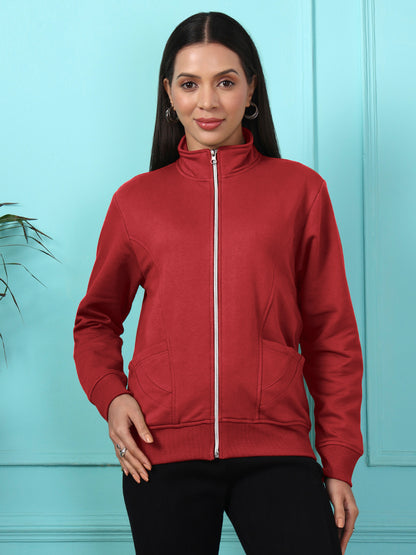 Stand-Collar Jacket with Front Pockets