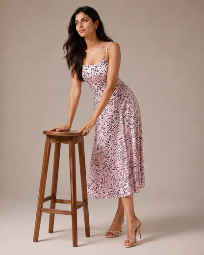 Printed Sleeveless Midi Dress