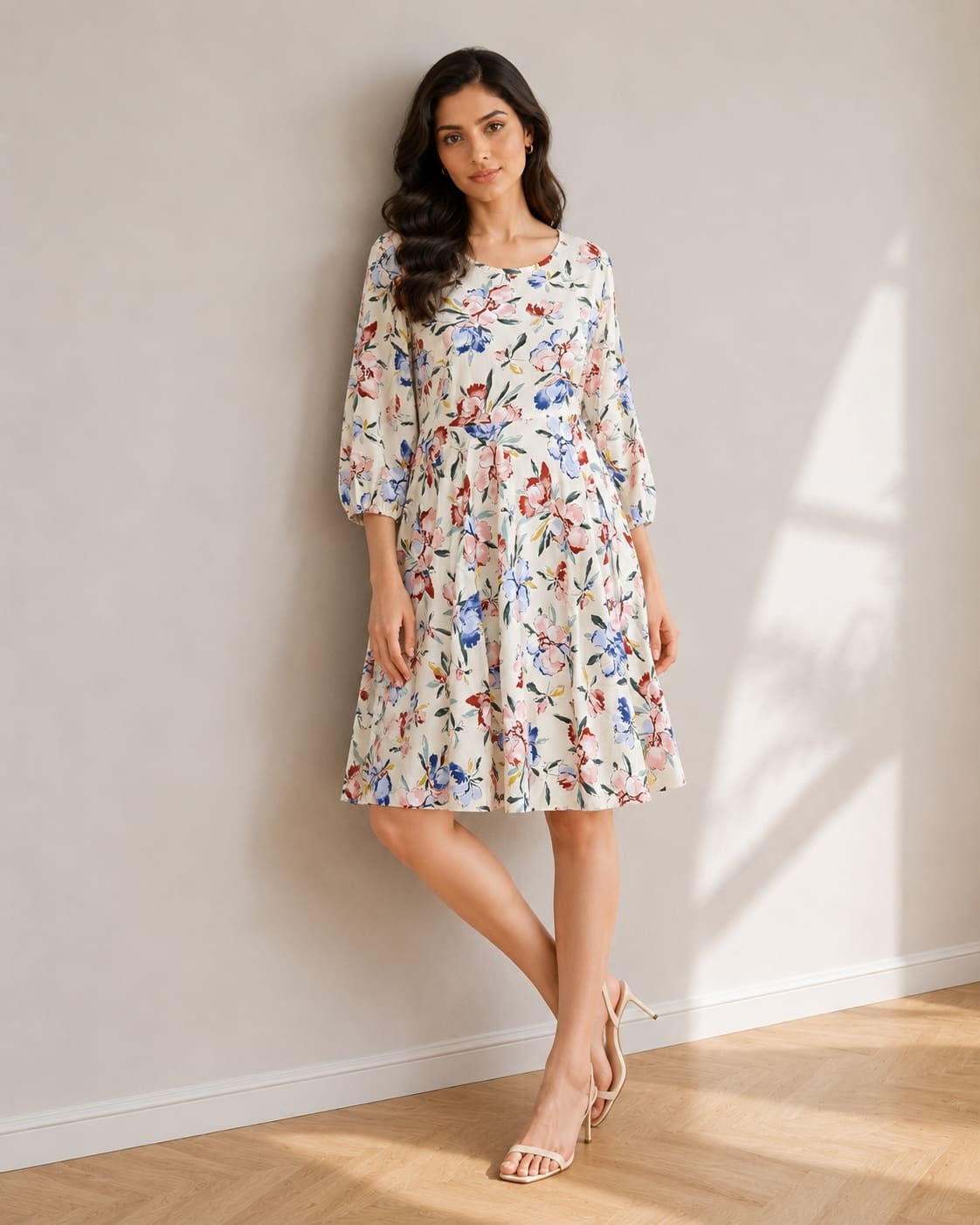 Printed Flared Western Dress.