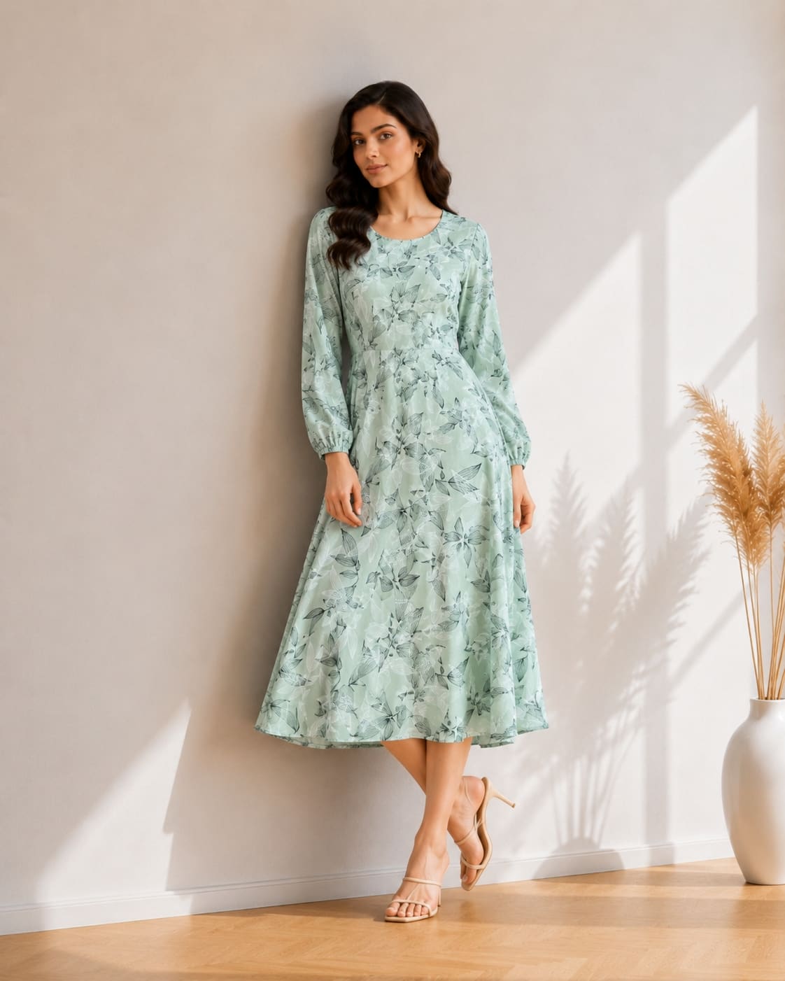 Printed Flared Western Dress.