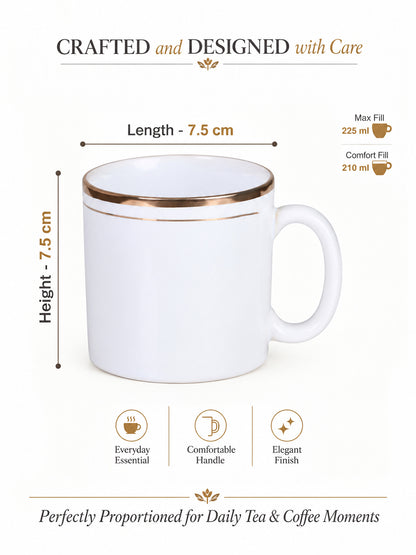 Coffee Mugs Set of 6 | White | 225 ml