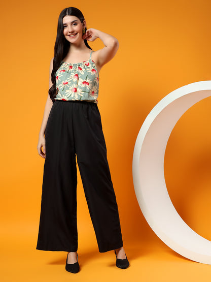 Printed Shoulder Straps Sleeveless Jumpsuit