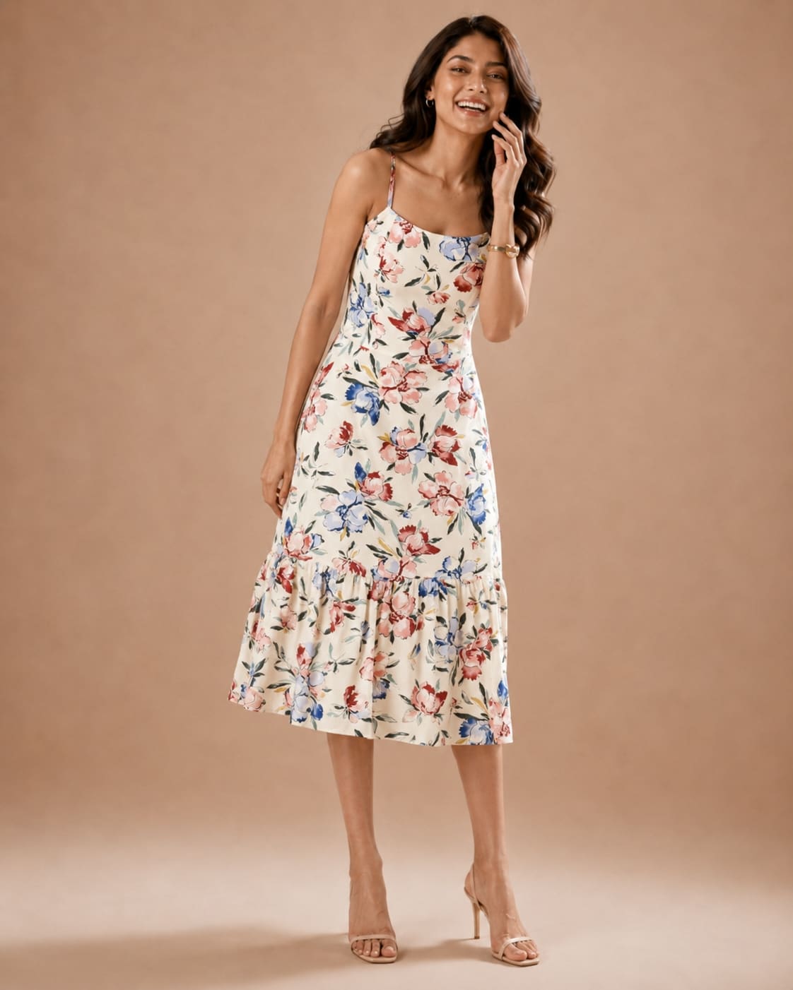 Printed Sleeveless Midi Dress